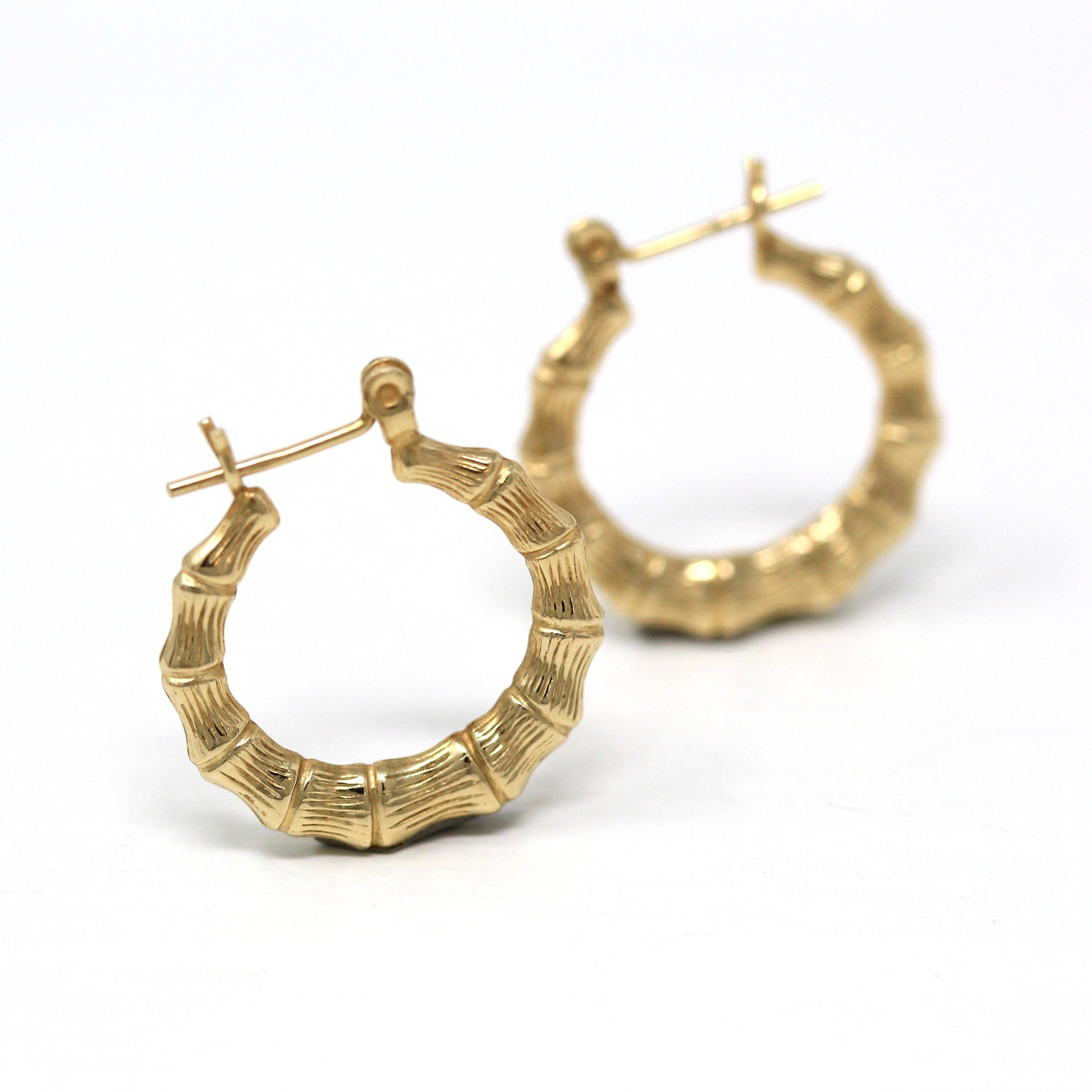 10K Yellow Gold Extra Small Bamboo Hoop Earrings