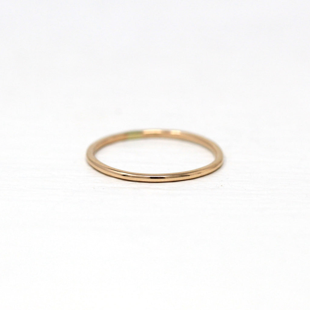Dainty Antique Band - Edwardian 10k Rosy Yellow Gold Stick Pin Conversion Stacking Ring - Vintage 1910s Size 5 3/4 Minimalist Fine Jewelry