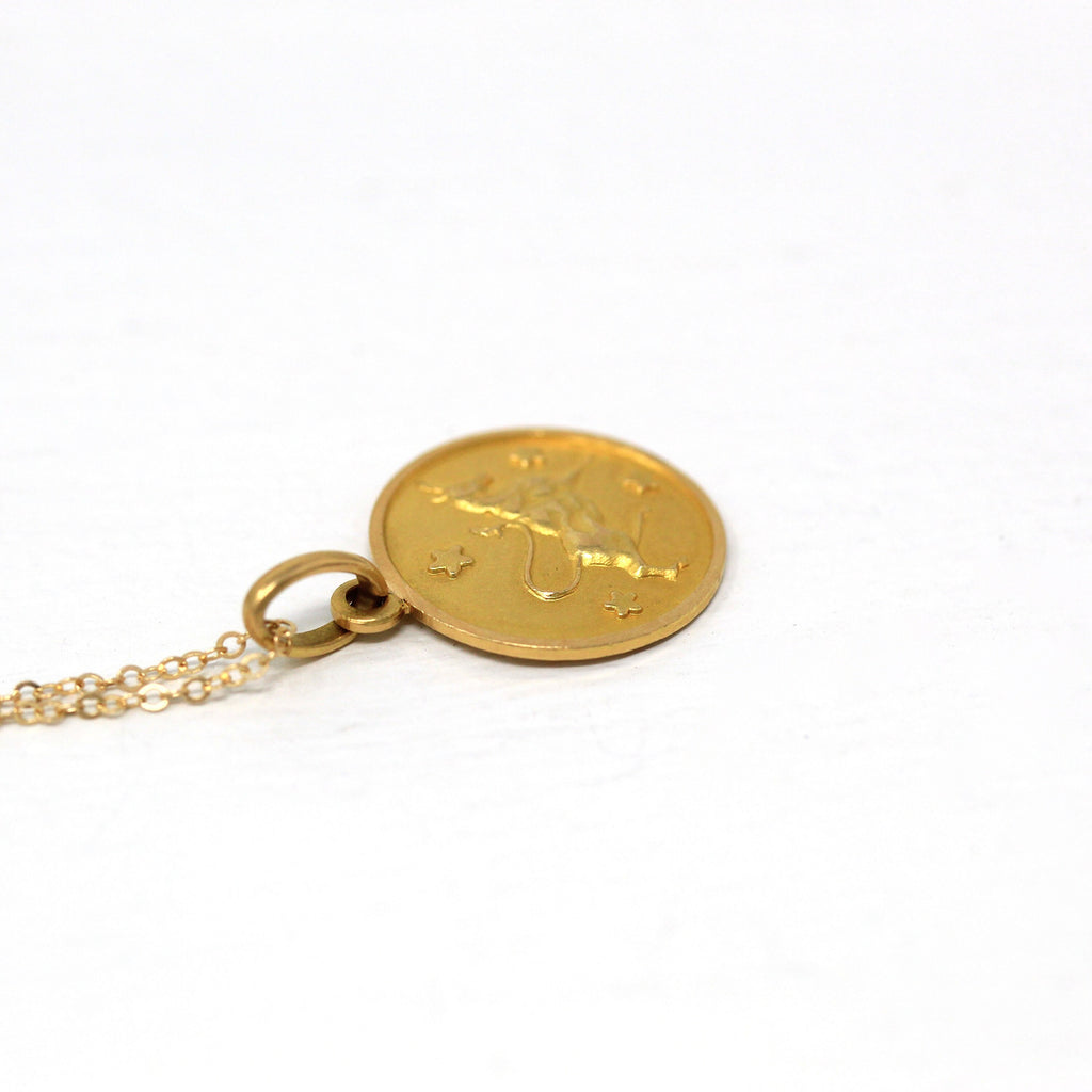 Vintage Taurus Charm - Retro 18k Yellow Gold Bull Astrological Sign Necklace Pendant - Circa 1970s Zodiac Celestial Earth Element Jewelry