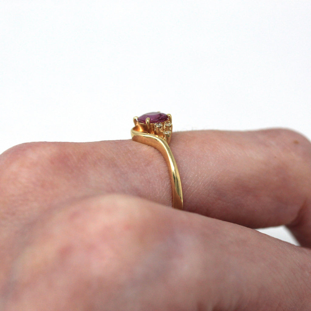 Pink Sapphire & Diamond Ring - Estate 14k Yellow Gold Oval Faceted .69 CT Gem - Vintage Circa 1990 Era Size 6 1/2 New Old Stock Fine Jewelry