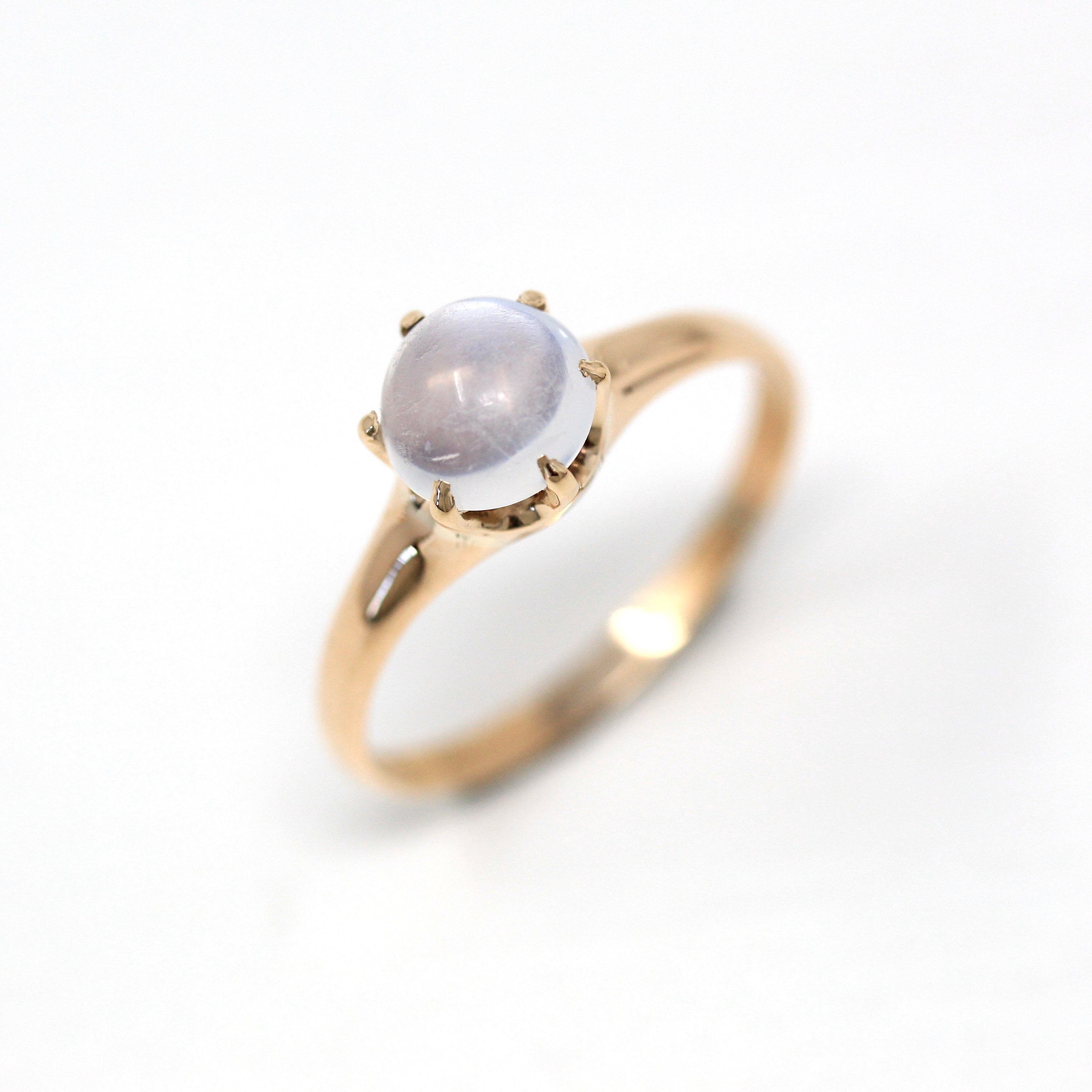 Art Deco Moonstone Halo Engagement Ring | LUO