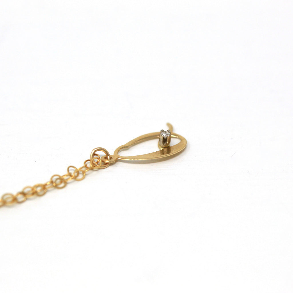 Letter "Q" Charm - Estate 14k Yellow Gold Diamond Initial Pendant Necklace - Vintage Circa 1990s Era Personalized New Old Stock Fine Jewelry