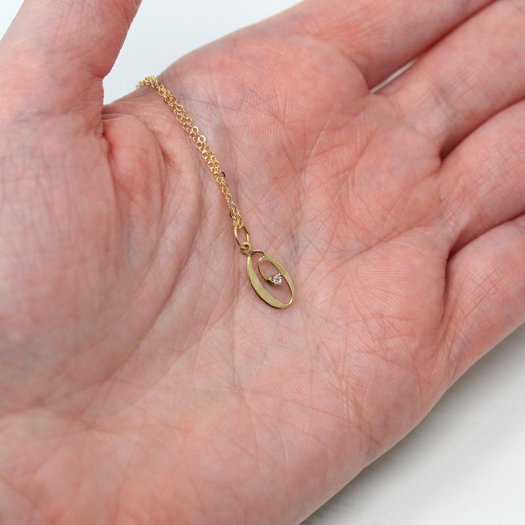 Letter "O" Charm - Estate 14k Yellow Gold Diamond Initial Pendant Necklace - Vintage Circa 1990s Era Personalized New Old Stock Fine Jewelry