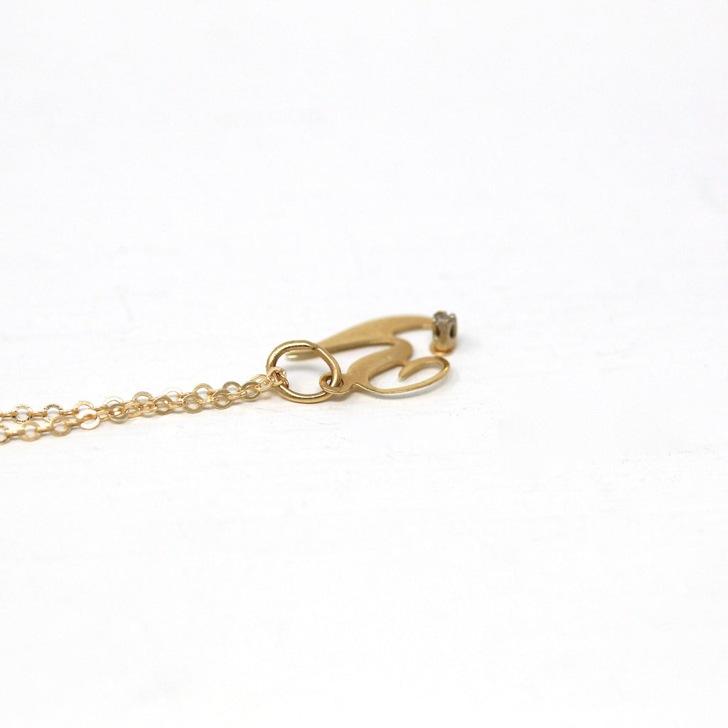 Letter "Y" Charm - Estate 14k Yellow Gold Diamond Initial Pendant Necklace - Vintage Circa 1990s Era Personalized New Old Stock Fine Jewelry