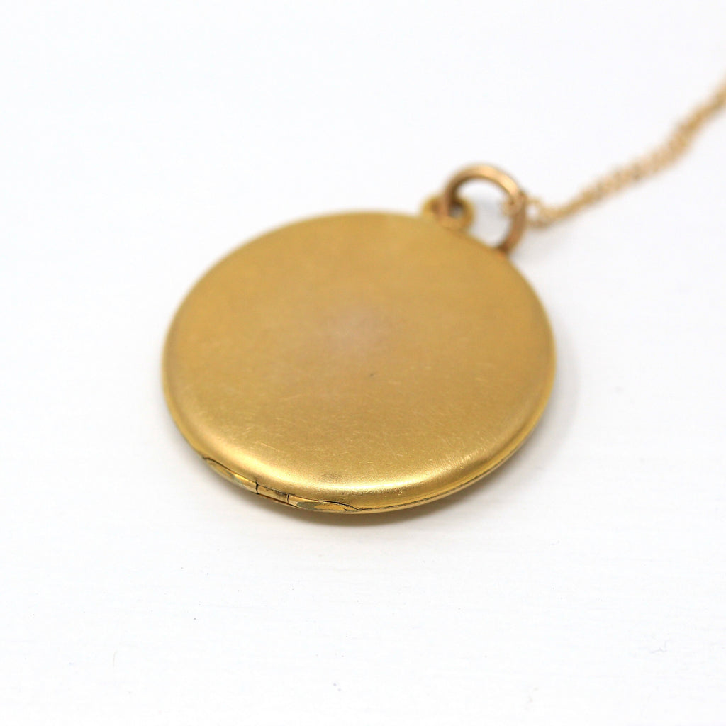 Star & Moon Locket - Antique Gold Filled Rhinestones Pendant Necklace Charm - Edwardian Circa 1900s Era Celestial Crescent Statement Jewelry
